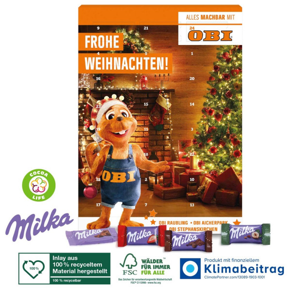 Wand-Adventskalender mit Milka Schokolade Mix