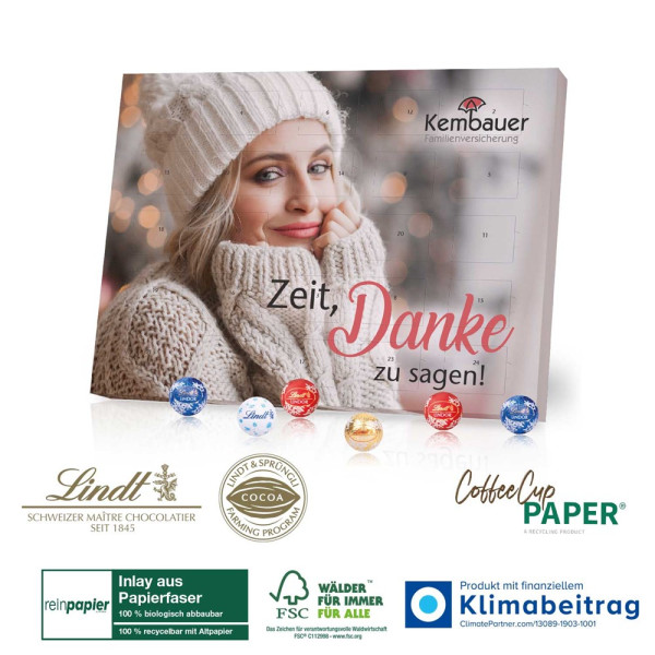 Upcycling Adventskalender „Coffee-Cup“ mit Lindt Schokolade